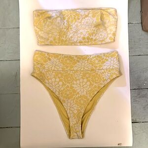Yellow daisy Jacquard high-waisted bikini!
